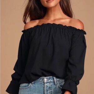 NWT Lulu's Black Off-Shoulder Blouse